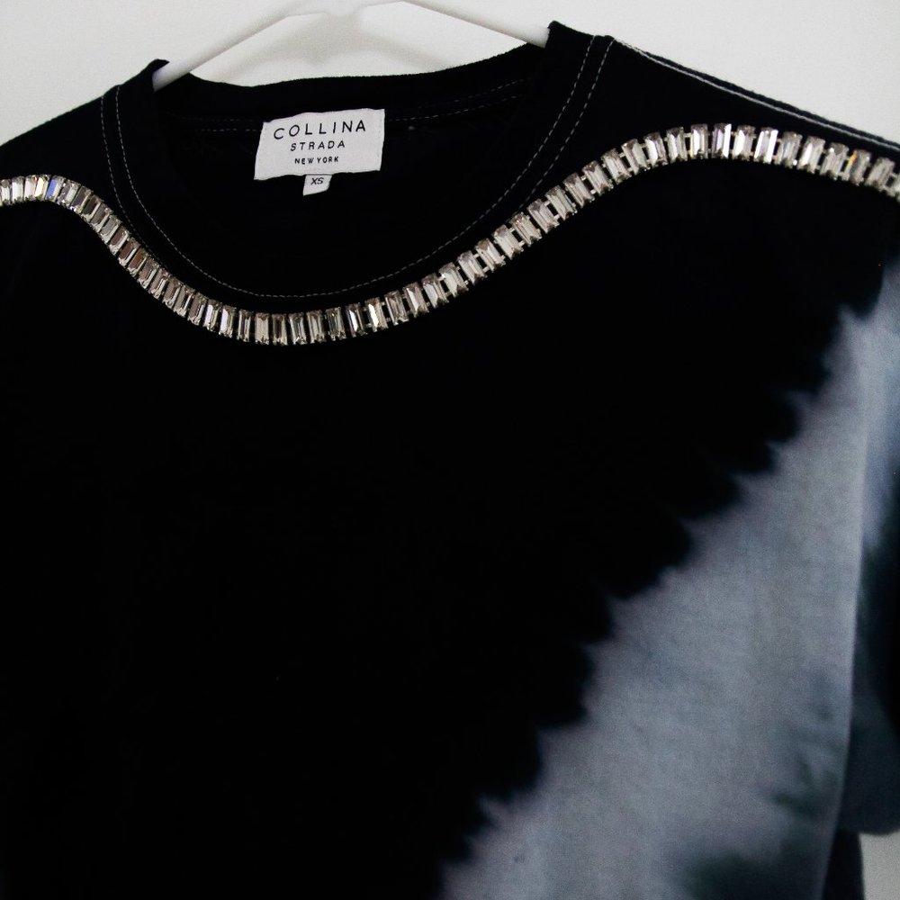 Collina Strada Tie Dye Crystal Embellished Short Sleeve Sweater - Picture 2 of 3